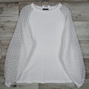 MIHOLL* Women's Long Sheer Sleeve Boat Neck Straight‎ Hem Blouse~ Size XL